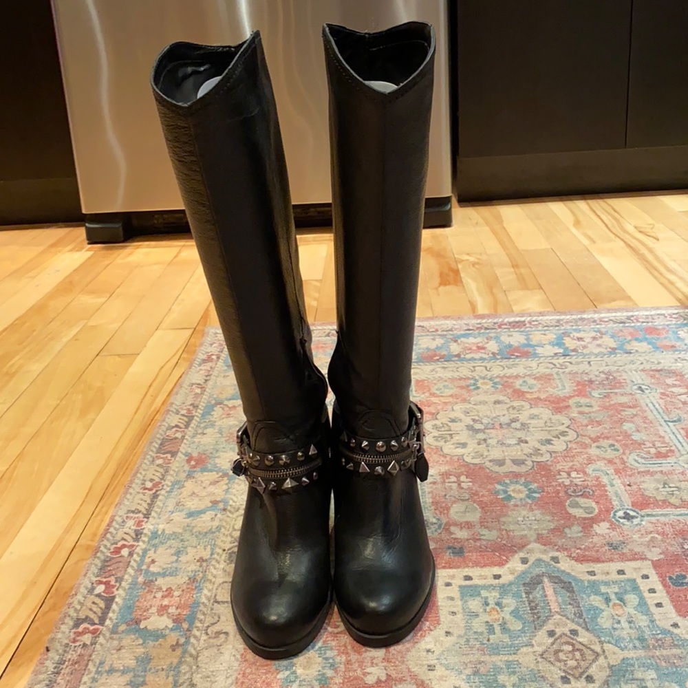 Browns black leather studded boots